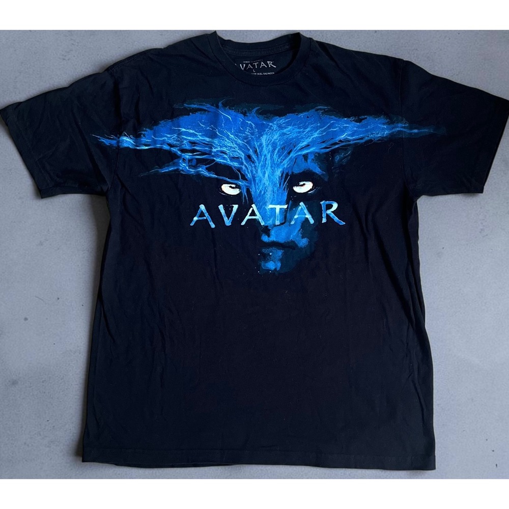 James Cameron Avatar Movie T-Shirt Black Graphic Tee 2009 Promo Mens L Vtg Y2K